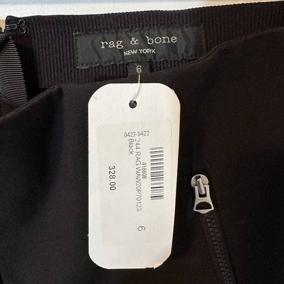 NWT new Rag & Bone black pants 6 white side stripe zipper leg small high waist 4 - Picture 11 of 16